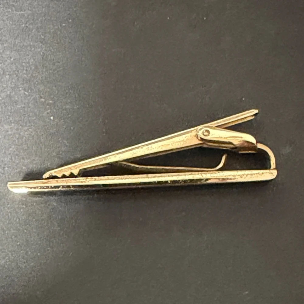 Authentic YSL / Yves Saint Laurent Black and Gold Tie Clip